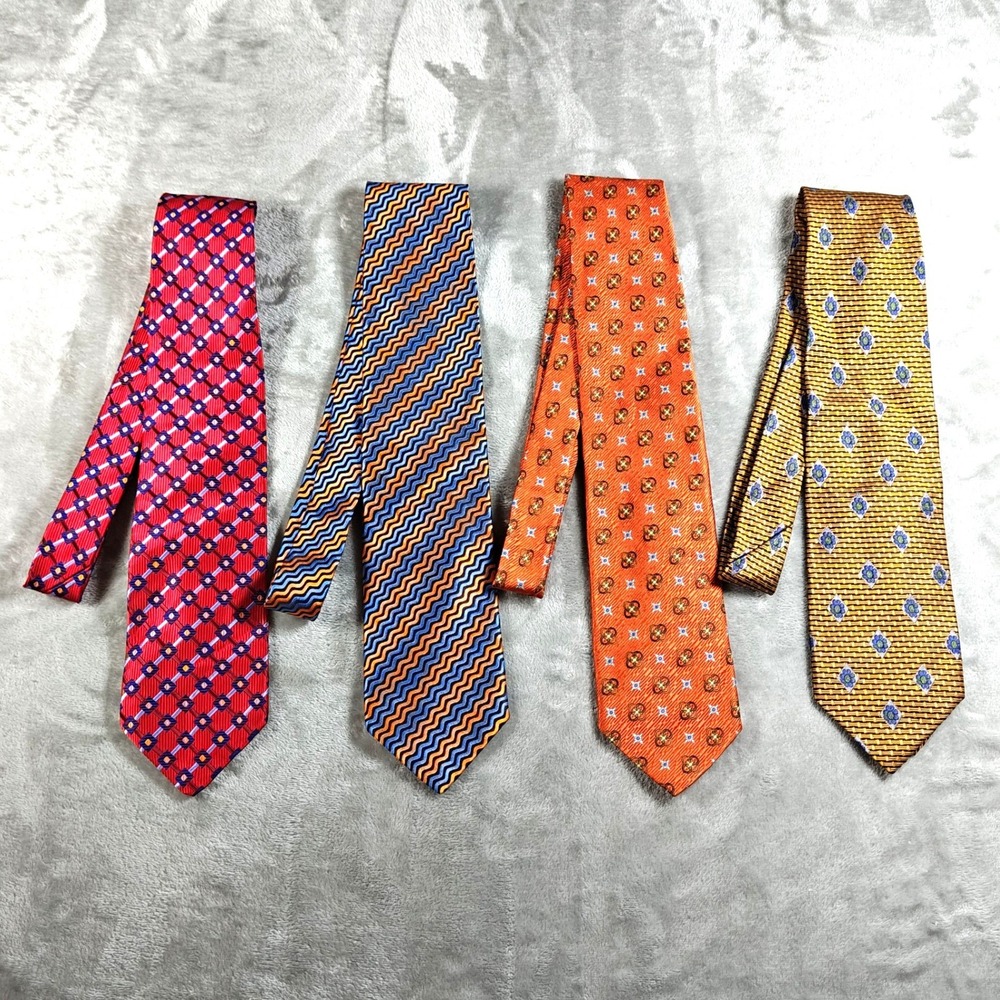 Vintage Robert Talbott Tie Lot of 4 Men Geometric Striped 70s Best Of Class